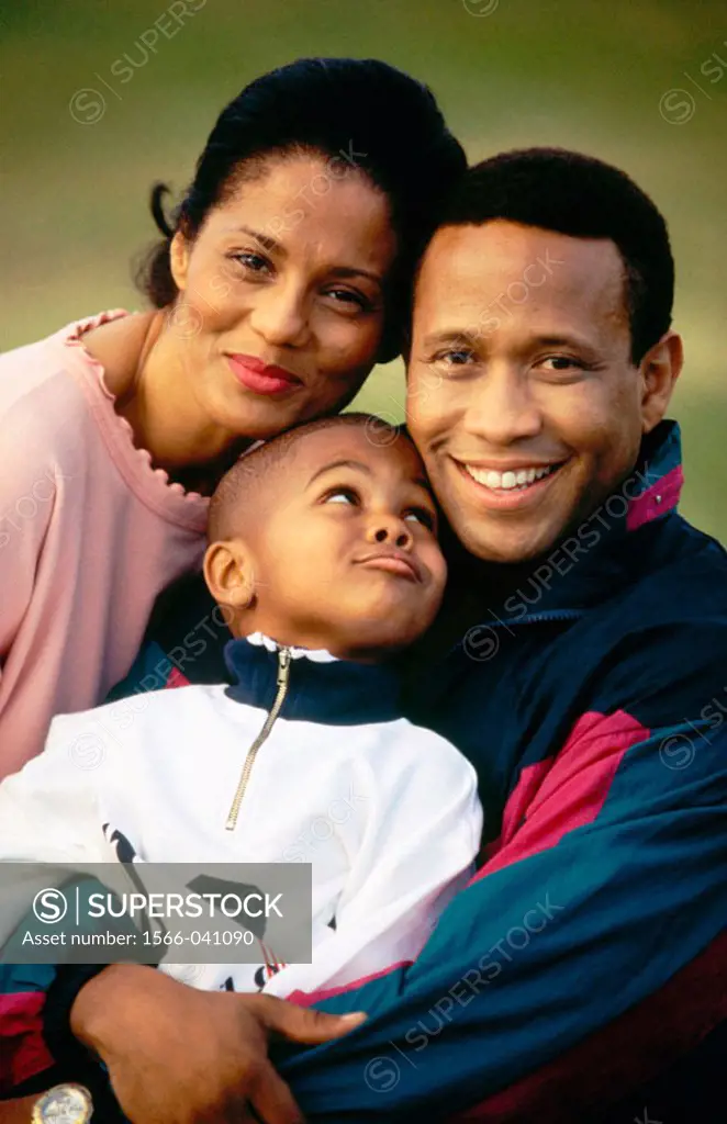 African-American Mom, Dad, and son