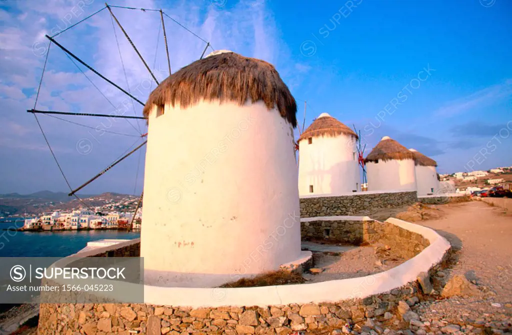 Windmills  in Mikonos. Greece
