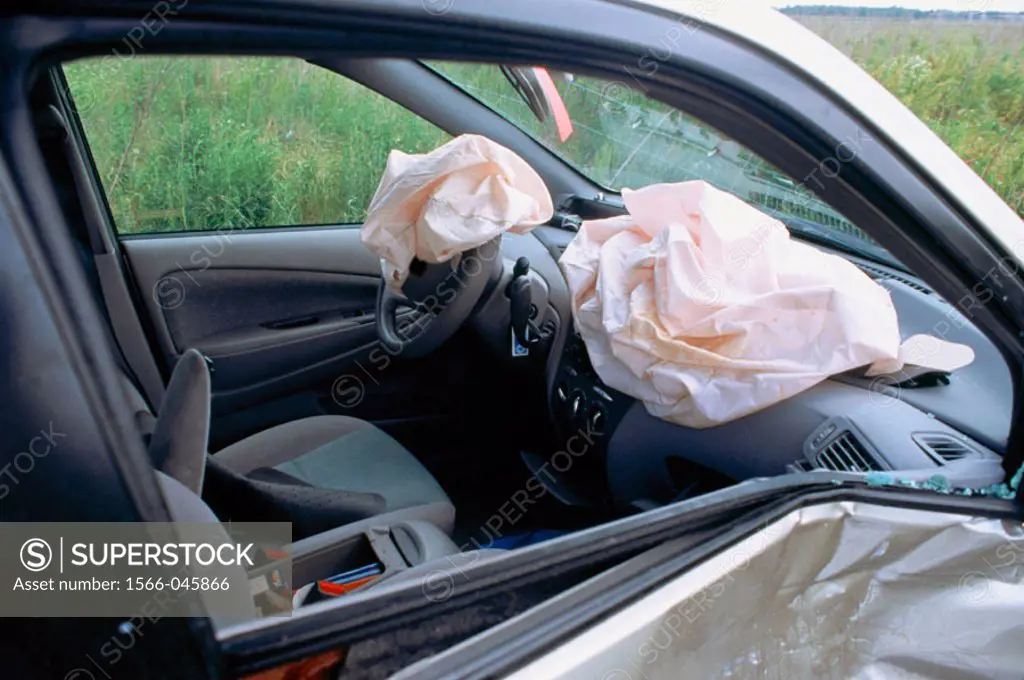 Auto accident with airbags deployed