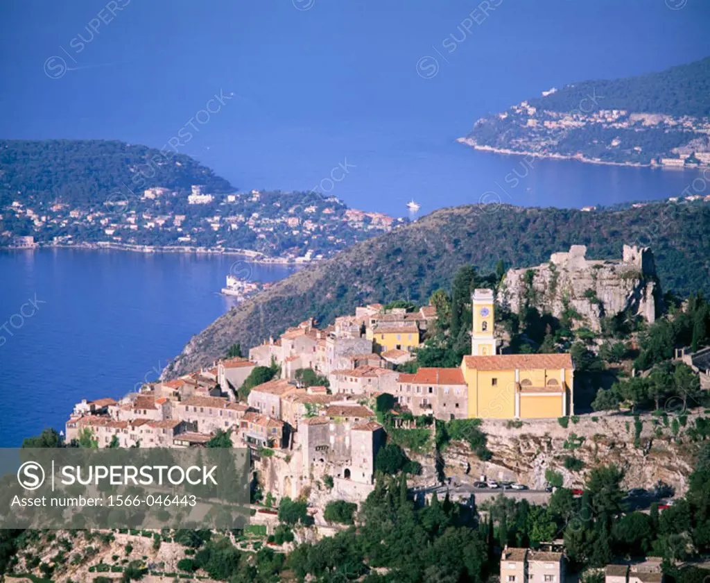 Eze and Cap Ferrat in background. France