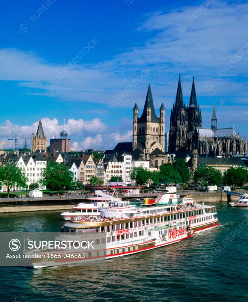 A boat on the Rhine River. Cologne. Germany