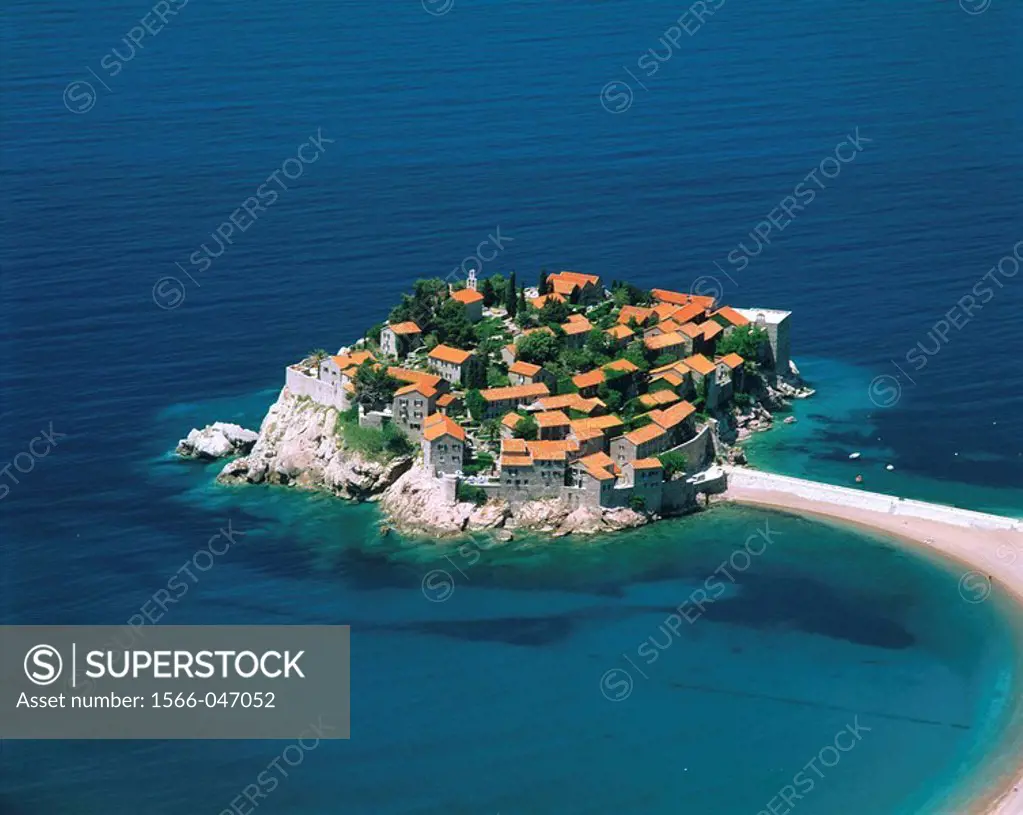 Sveti Stafan City in the Adriatic coast. Montenegro. Yugoslavia