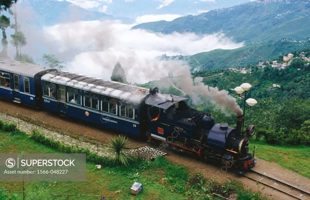 1889 steam engine toy train in Darjeeling . West Bengal. India