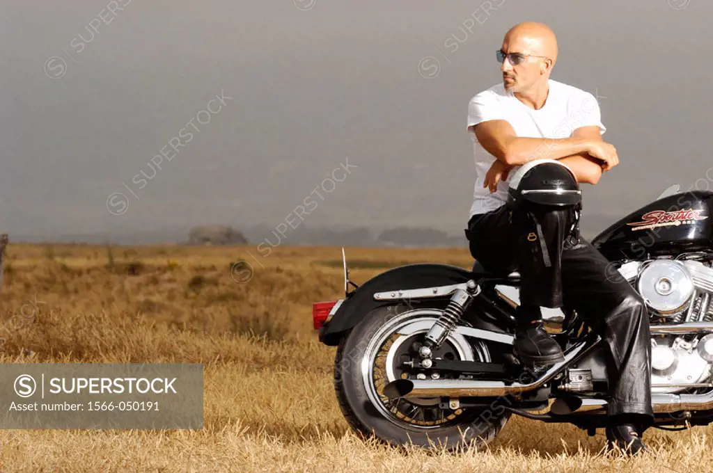 Man on Harley-Davidson Sportster