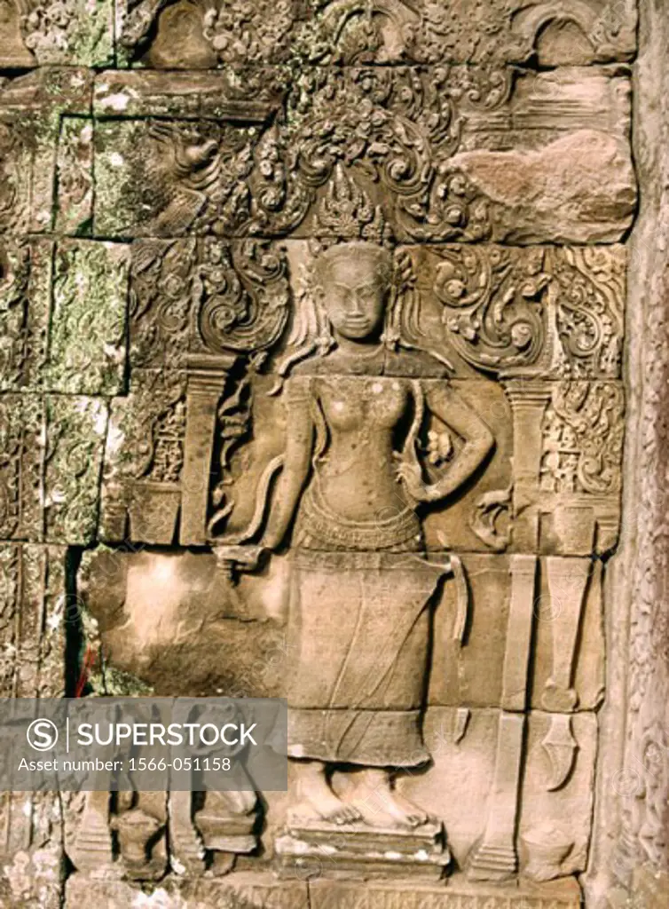 Relief at temple complex of Angkor Thom. Angkor. Cambodia