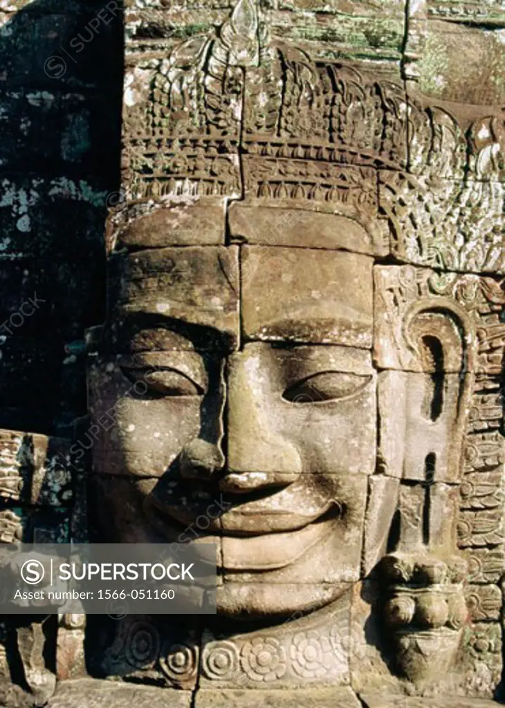 Smiling Buddah statue at temple complex of Angkor Thom. Angkor. Cambodia
