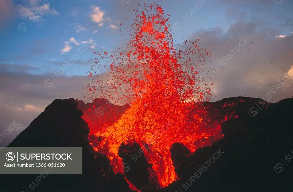 Volcano Piton de la Fournaise, 1998 eruption. Reunion Island