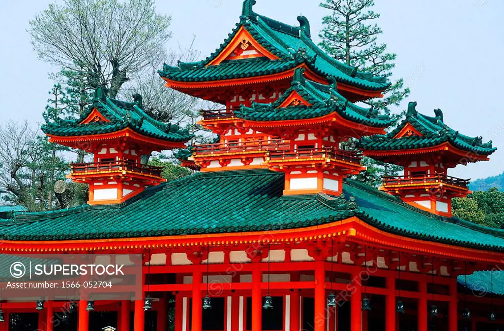 Heian Shrine tile roofs. Kyoto. Japan