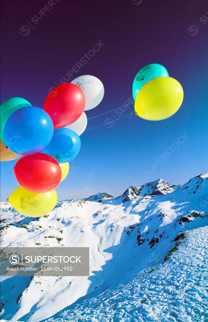 Balloons in Ski Resort. France