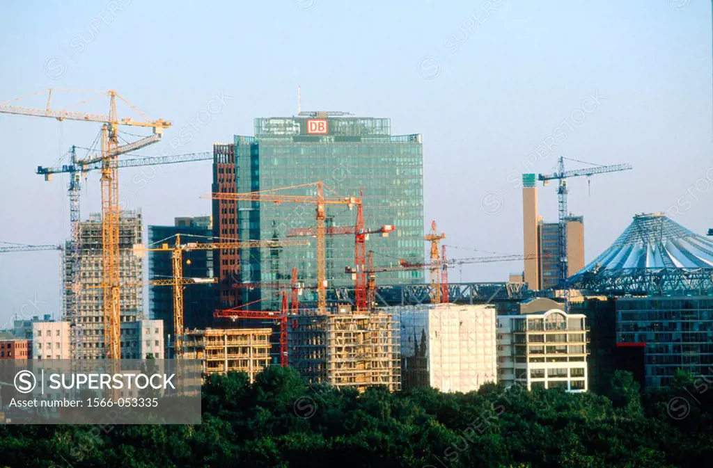 Buildings and cranes at Potsdamer Platz. Berlin. Germany