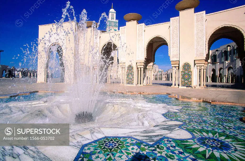 Fountain at Hassan II mosque. Casablanca. Morocco