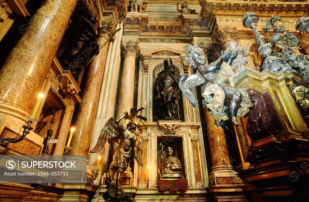 Interior of the Baroque style chapel of San Gennaro at the Duomo (´cathedral´). Naples. Italy