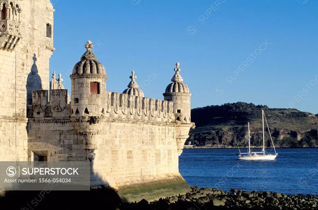 Belem Tower, built on Tagus river from 1515 to 1525. Lisbon. Portugal