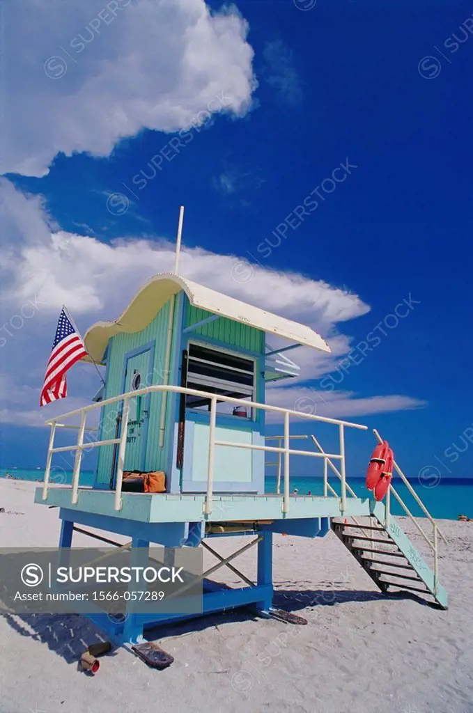 Cabin on the beach, art deco district. Miami Beach. Florida. USA