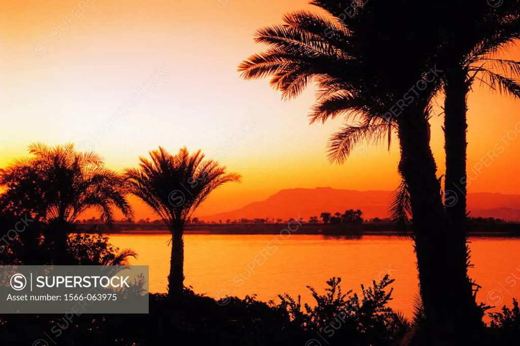 Sunset on Nile River at Luxor. Egypt
