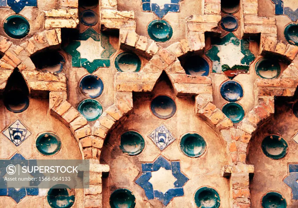Detail of Mudejar style decoration, La Seo cathedral. Zaragoza. Spain