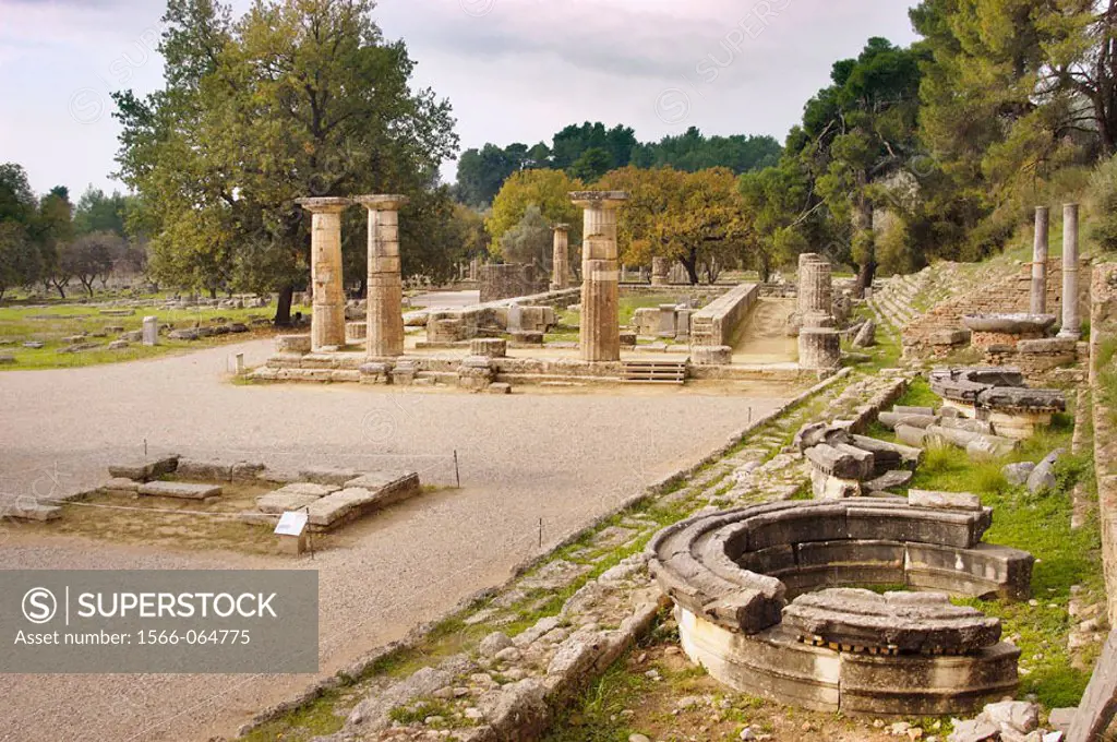 Heraion, ruins of ancient Olympia. Peloponnese. Greece
