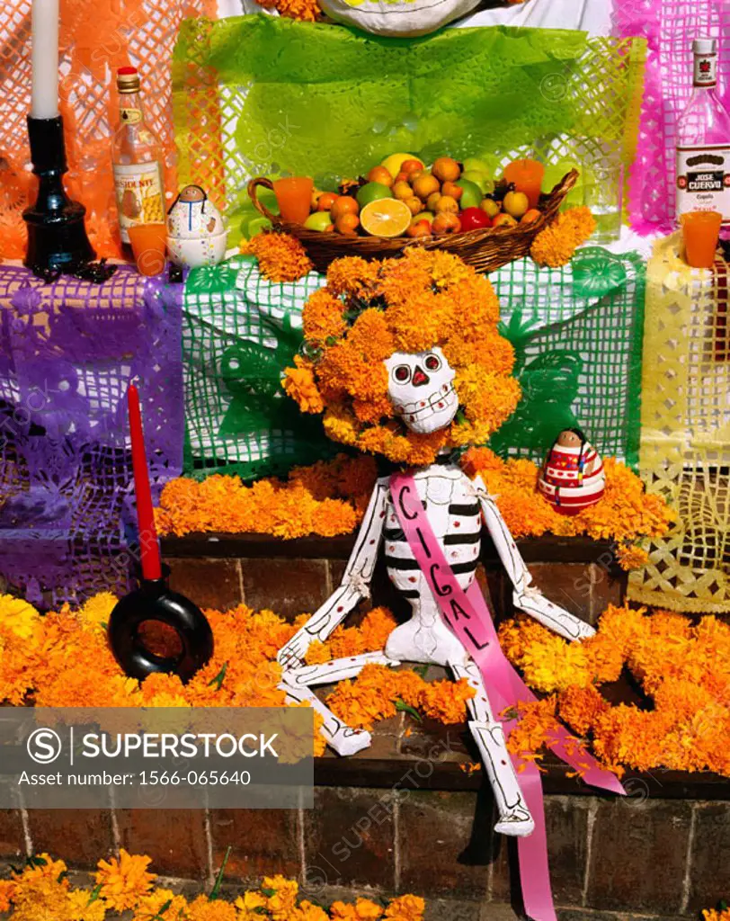 Altars honouring the dead on Day of the Dead. Mexico City