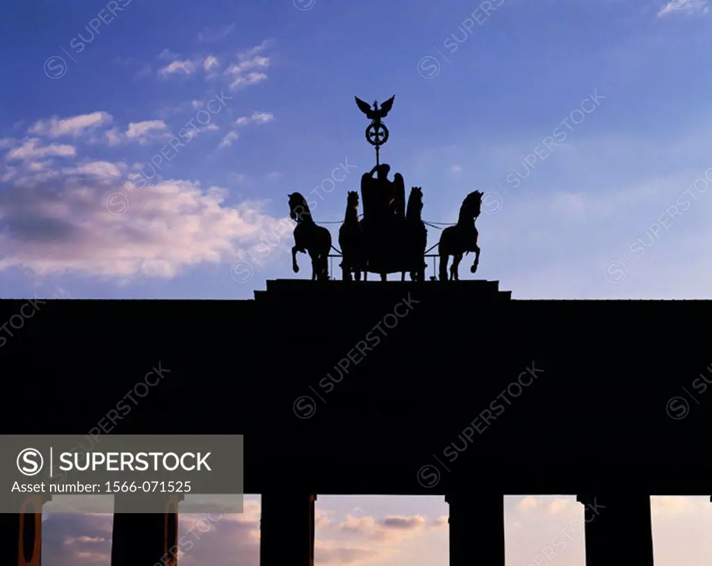 D-Berlin, Quadriga, Brandenburger Tor, Silhouette D-Berlin, Quadriga, Brandenburg Gate, silhouette