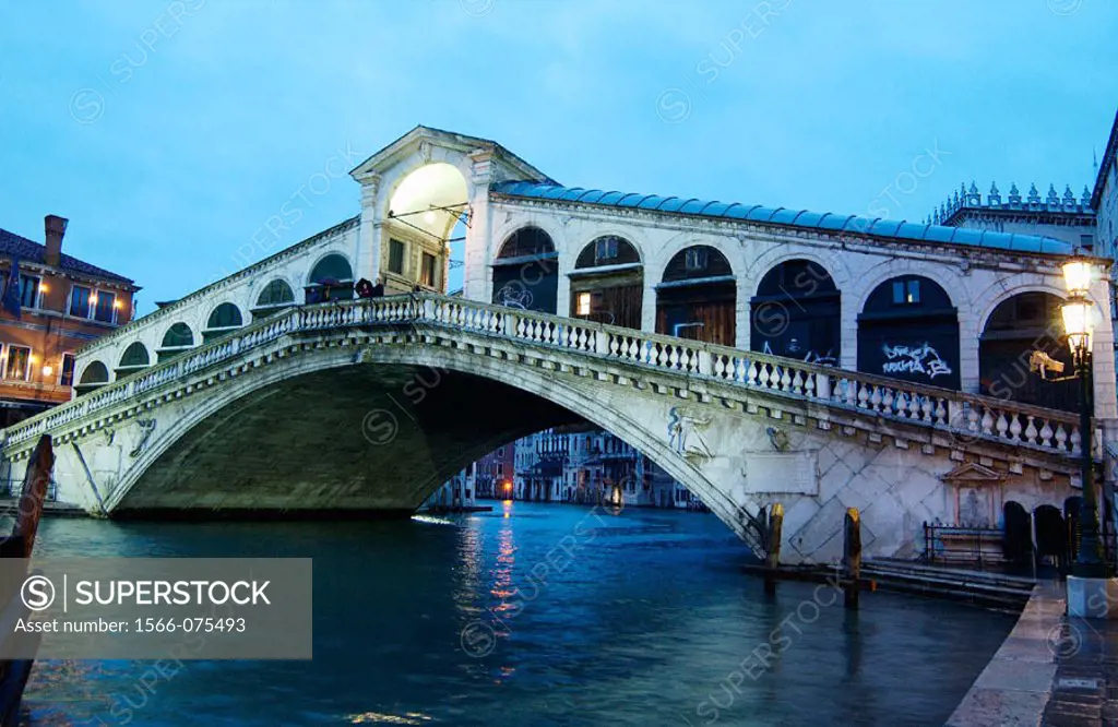 Grand Canal and Rialto Bridge. Venice. Italy