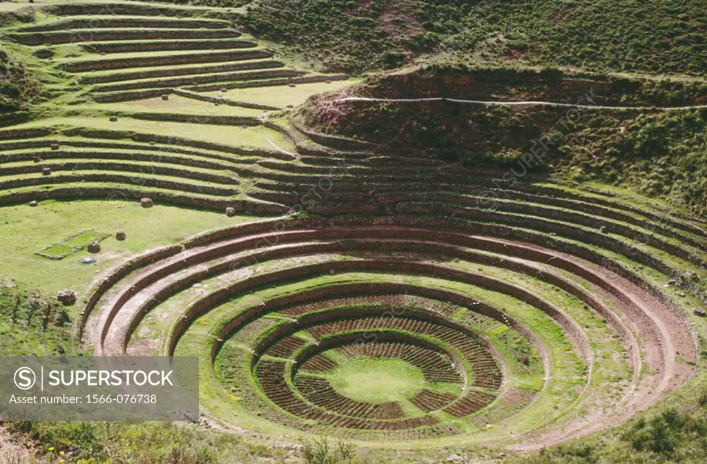 Incan agricultural experiments, Moray ruins archaeological site. Peru