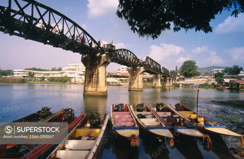 The Bridge over River Kwai (aka ´Death Railway Bridge´) viewed from west. Kanchanaburi. Thailand
