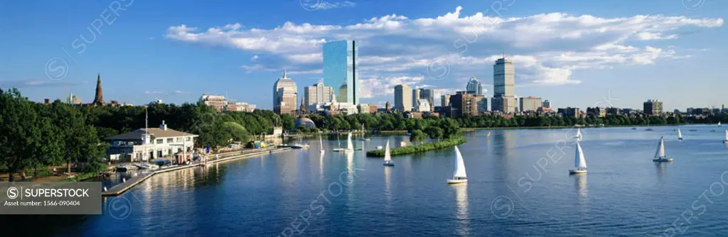 Boston skyline view of Back Bay. Massachusetts. USA