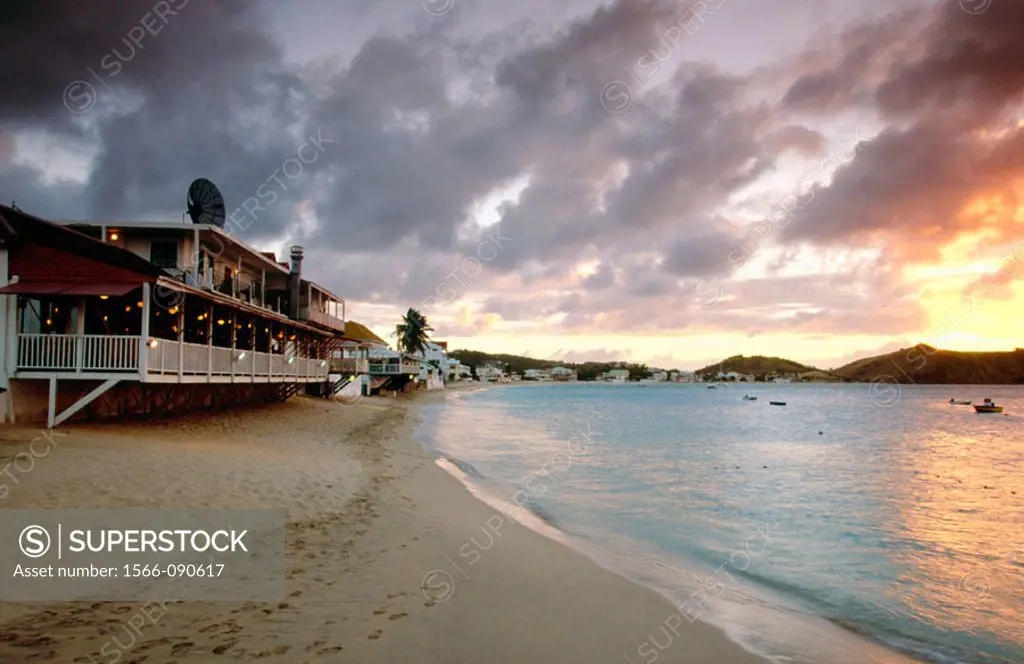 Nettuno Restaurant on Grand Case´s beach. St. Martin Island. French West Indies