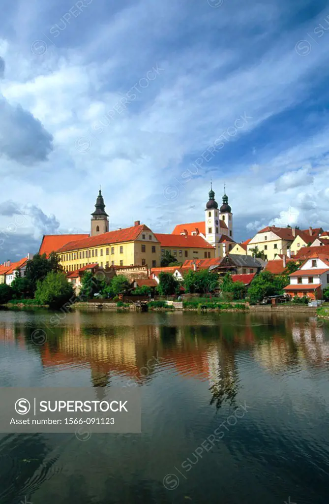 View of Telc from Ulicky Pond. South Moravia. Czech Republic
