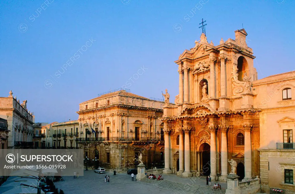 Italy, Sicily, Siracusa. Piazza of Duomo. Saint Cecily.