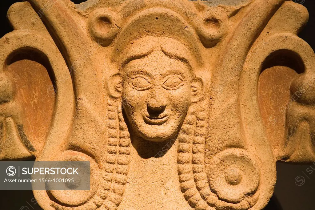 europe, italy, tuscany, chiusi, archaeological museum, exhibition of etruscan art, collection of pietro bonci casuccini, clay antefix