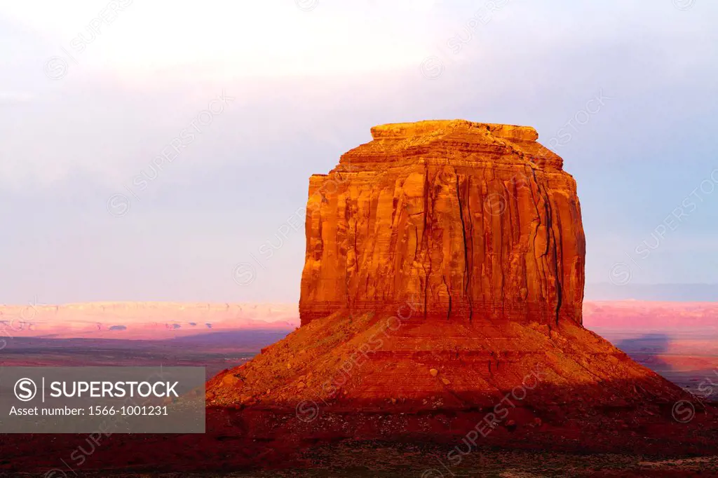 United States, Arizona and Utah, Monument Valley Navajo Nation Tribal Park, Merrick Butte.