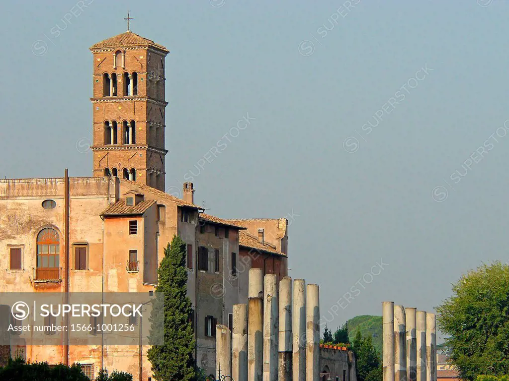 Rome Italy  Belfry of the Church of Santa Francesca Romana in the Roman Forum