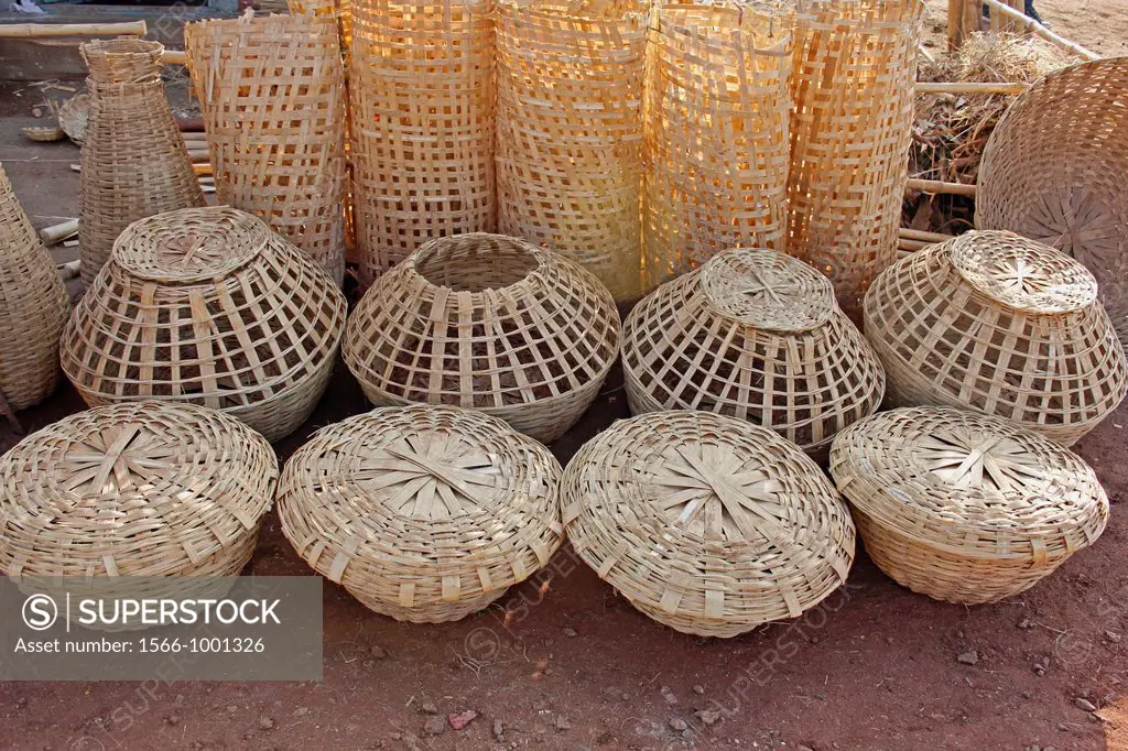Bamboo baskets in random, India