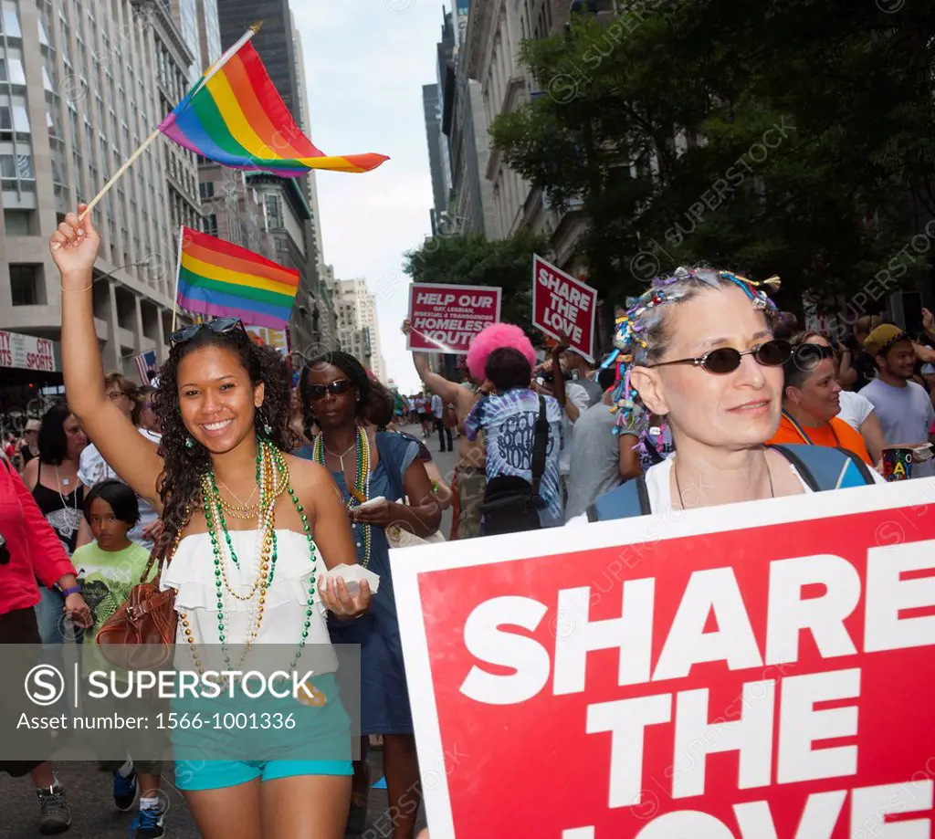 Thousands of marchers and spectators turn out for the 43rd annual Lesbian, Gay, Bisexual and Transgender Pride Parade on Fifth Avenue in New York on S...