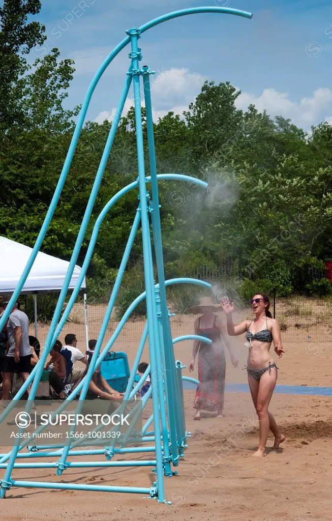 Interactive public art exhibit ´MistWave´ is seen at its installation on Cedar Grove Beach in Staten Island in New York Created by artists Andrea Padi...