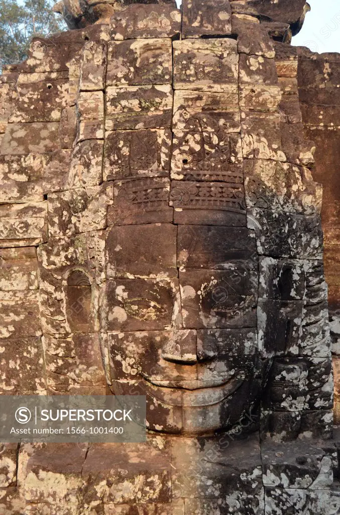 Face of Jayavarman VII in the temple of Bayon. Angkor Thom. Cambodia
