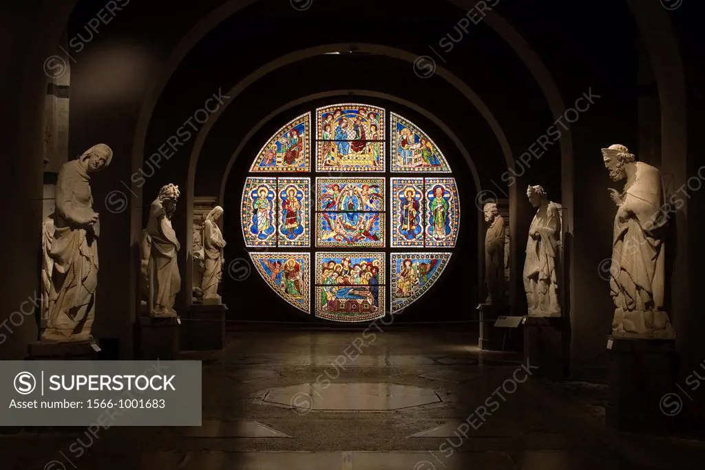 europe, italy, tuscany, siena, museum opera metropolitana, mosaic stained-glass window by duccio di buoninsegna