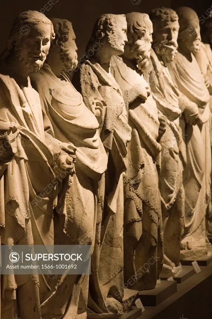 europe, italy, tuscany, siena, museum opera metropolitana, statues of the school of giovanni pisano representing the apostles