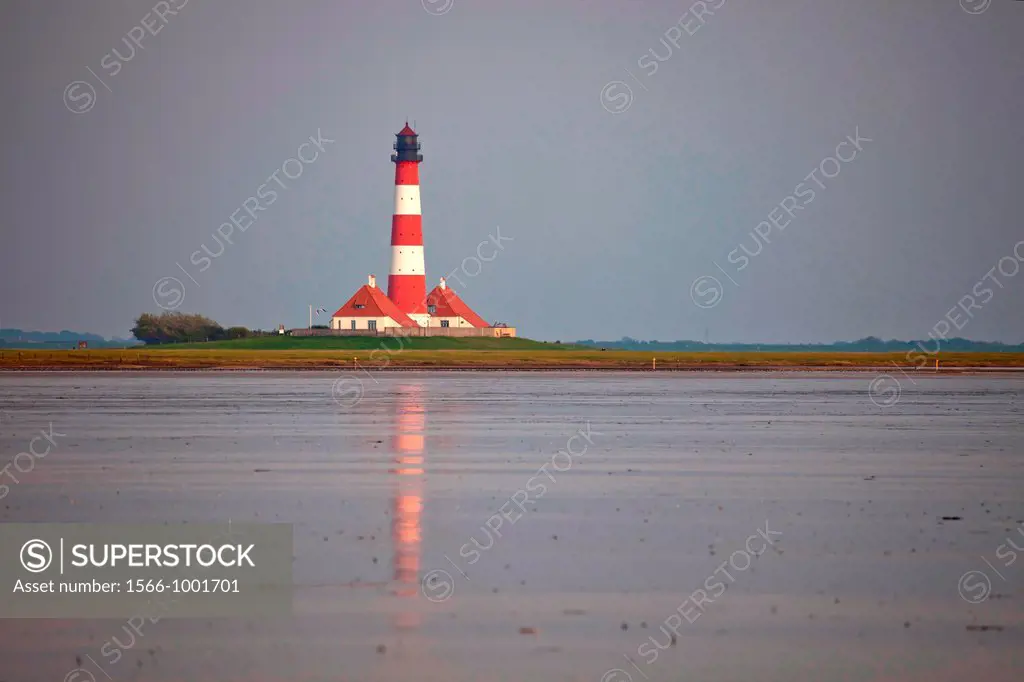 Westerheversand lighthouse, Westerhever, district of North Frisia, Schleswig-Holstein, Germany, Europe