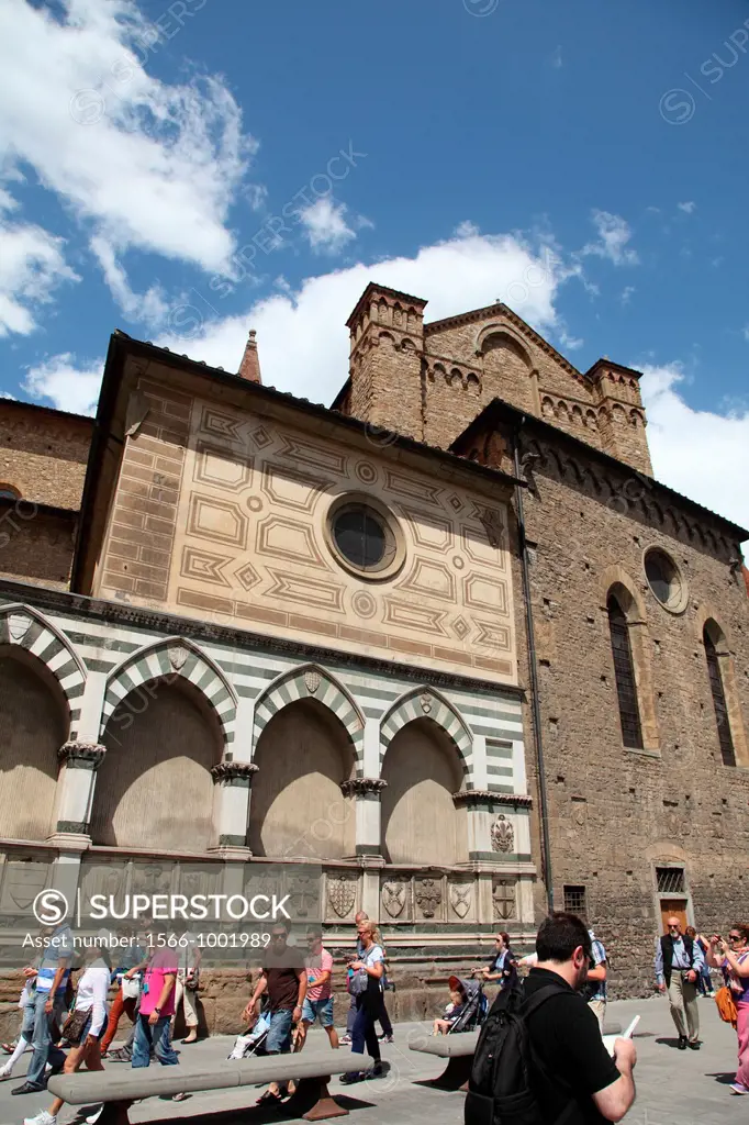 Exterior of the Basilica of Santa Maria Novella, Florence, Tuscany, Italy, Europe