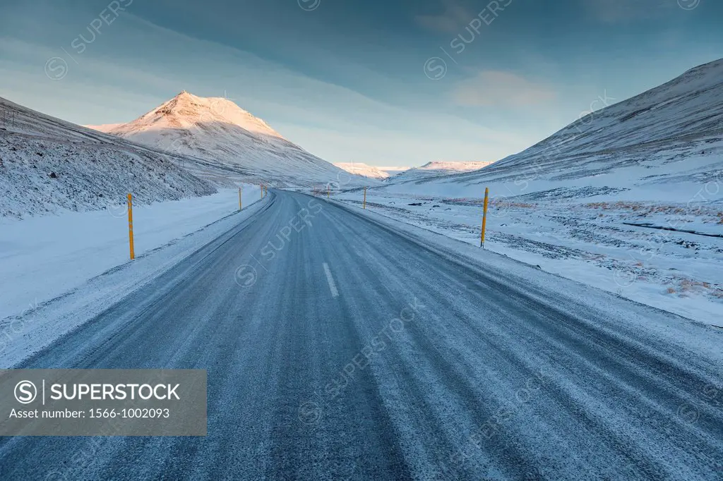 Snowy winter road, Iceland