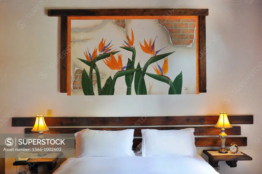 Mexico, Baja California, Loreto, Hotel Posada de las Flores, Bedroom