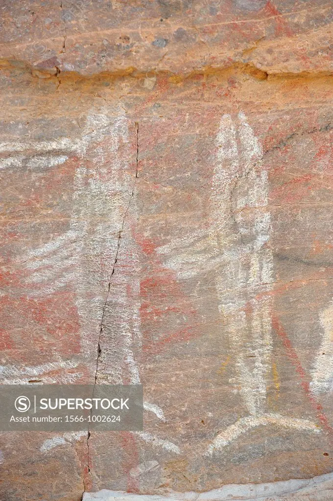 Mexico, Baja California, Mulege surroundings, Canyon La Trinidad, Pre Columbian rock paintings, Whales