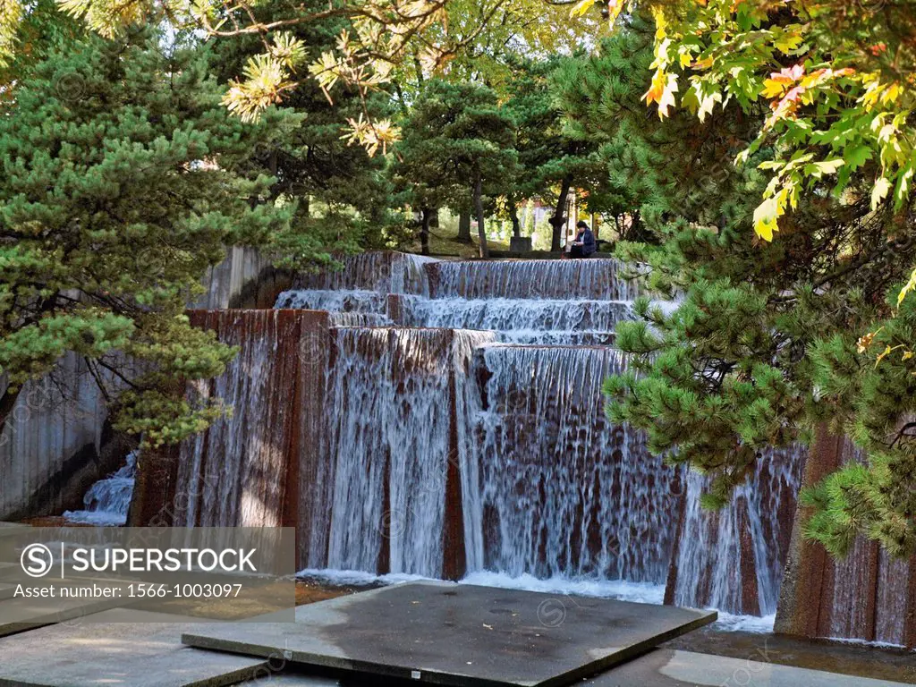 Ira Keller Fountain in downtown Portland, Oregon Originally named the Forecourt Fountain because it is located across the street from the Civic Audito...