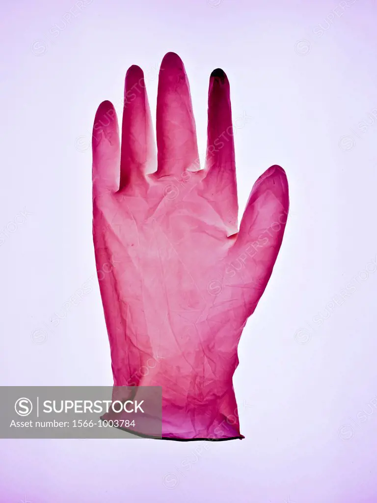 Pink latex glove.