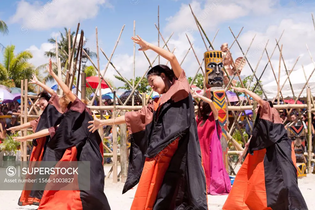 The native women celebrate victory and the death of Magellan at the Battle of Mactan reenactment or Kadaugan Festival  The Battle of Mactan was fought...