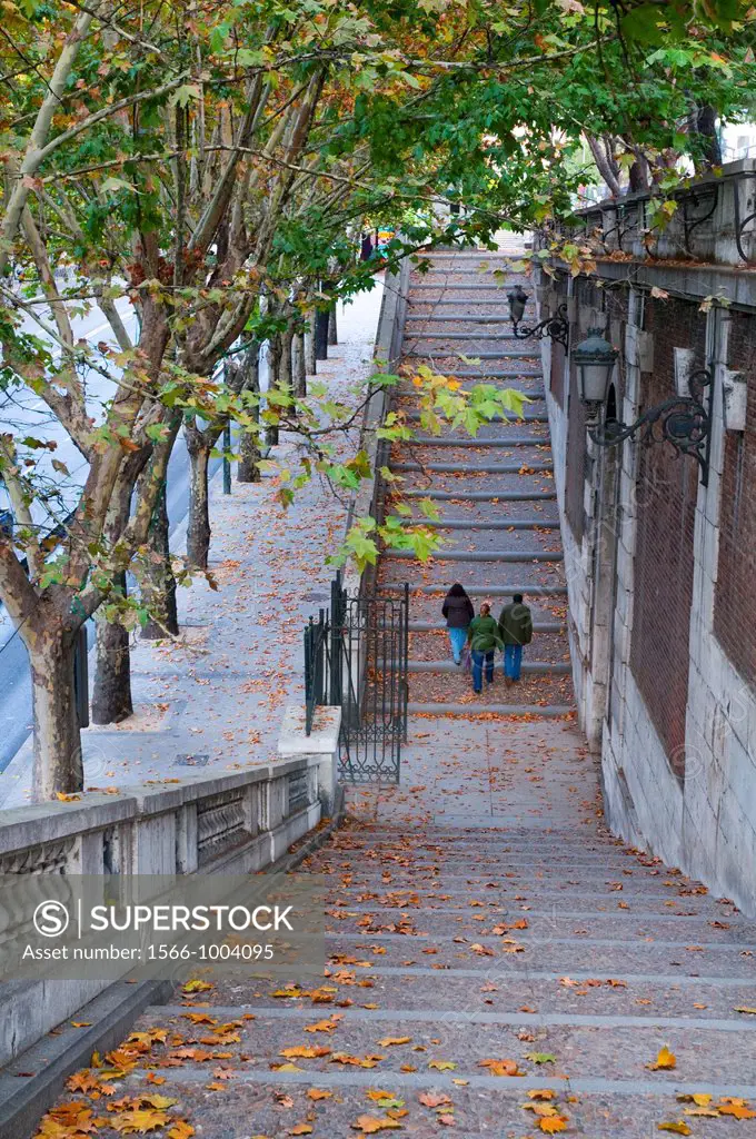 Stairs to Sabatini Gardens  Cuesta de San Vicente, Madrid, Spain 