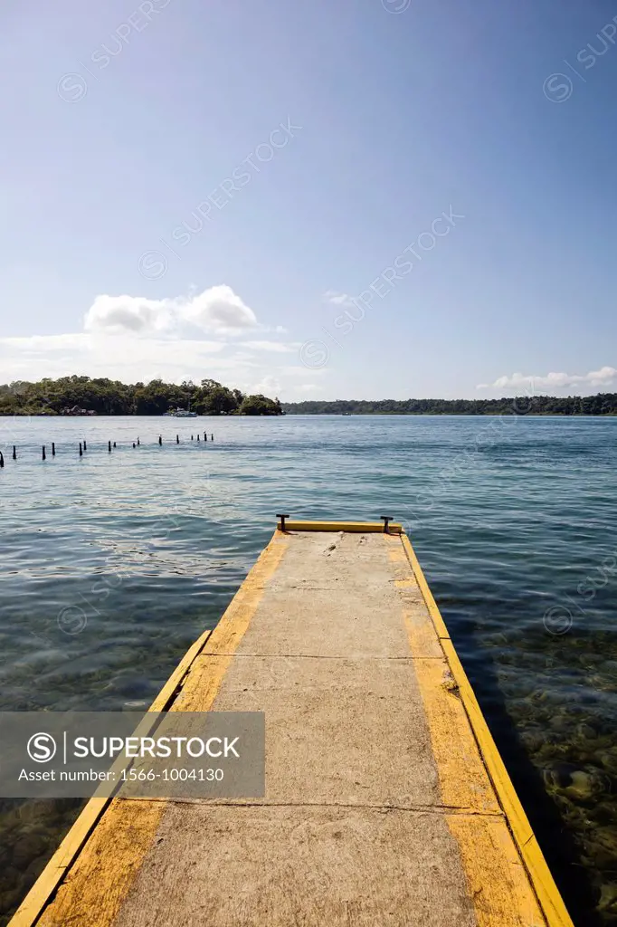 Concrete pier in the Afro-Caribbean town of Old Bank on Isla Bastimentos, Bocas del Toro, Panama