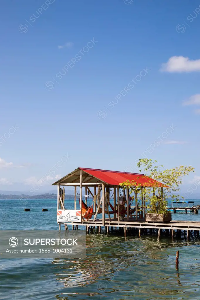 Wooden dock in the Afro-Caribbean town of Old Bank on Isla Bastimentos, Bocas del Toro, Panama